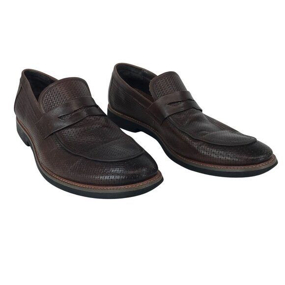 Robert Graham Shoes - ROBERT GRAHAM ~ MENS 9.5 ~ TAN WOVEN LEATHER PENNY LOAFER DRESS SHOE